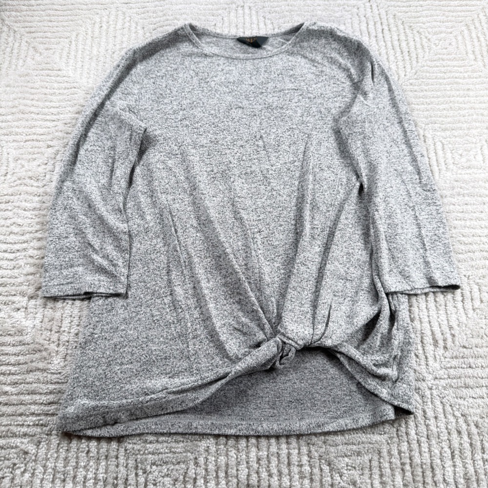 Mix by 41 Hawthorn Top Womens S Grey Heathered Knit Casual Cozy Lounge Soft Chic